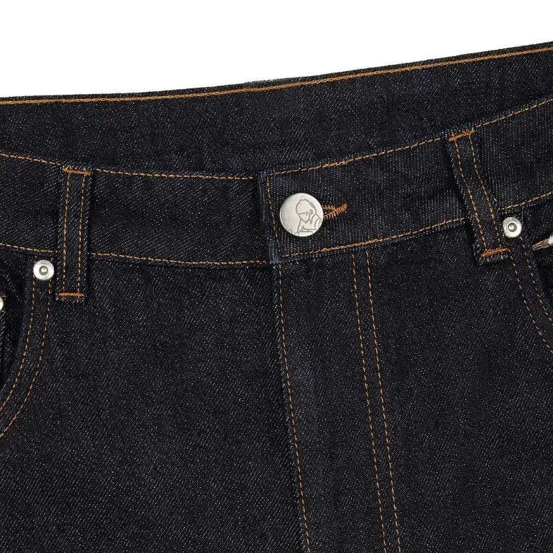 Y2K Harajuku jean Goth vintage fleur de prunier motif brodé pantalon à jambes larges hommes femmes denim tissu style américain street wear  COOLANDBAG