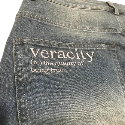 Y2K – jean délavé en détresse pour hommes et femmes, Vintage, motif de fleurs de cerisier brodé, taille haute, jambes larges, mode Streetwear  COOLANDBAG